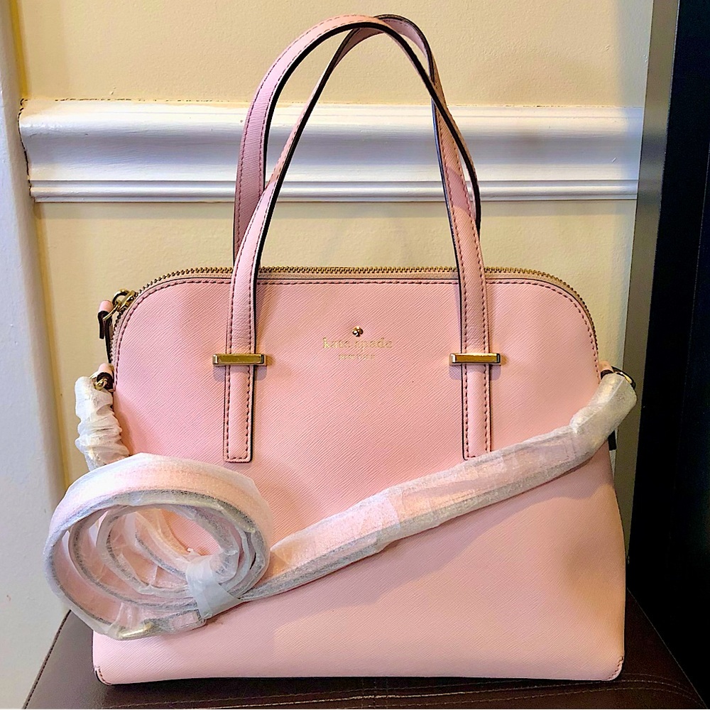 KATE SPADE Pink Cedar Street Maise Leather Top Handle Tote Crossbody NWOT